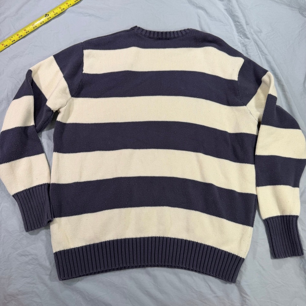 John‎ Galt Brandy Melville Navy Blue Cream Striped Cotton Oversized Sweater OS - Picture 6 of 7